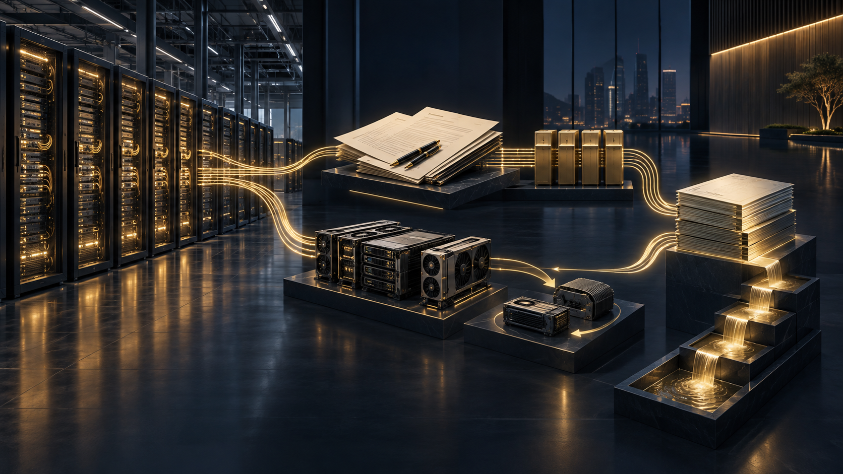 A refined GPU securitisation structure connecting compute contracts, serial-level hardware pools, controlled cash, investor notes and rapid amortisation.