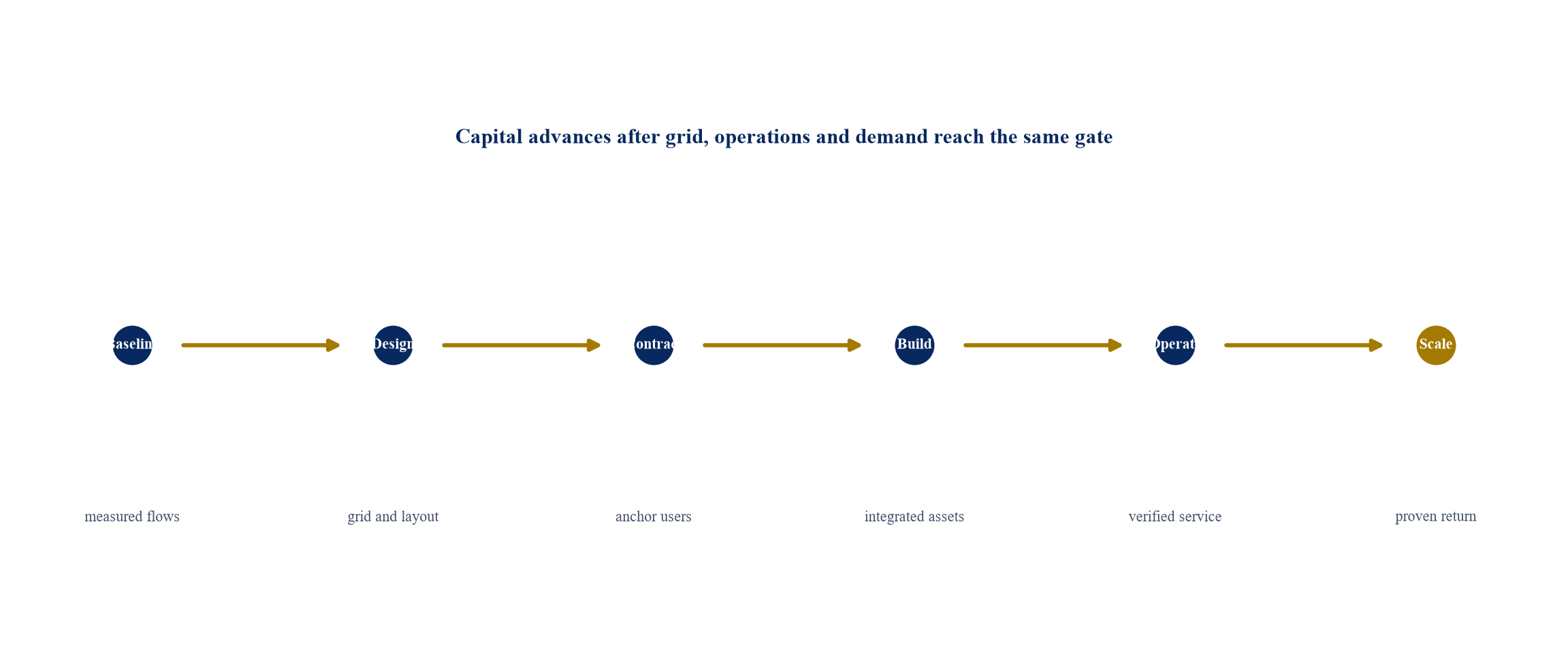 Figure 3. Proposed evidence-gated hub electrification roadmap