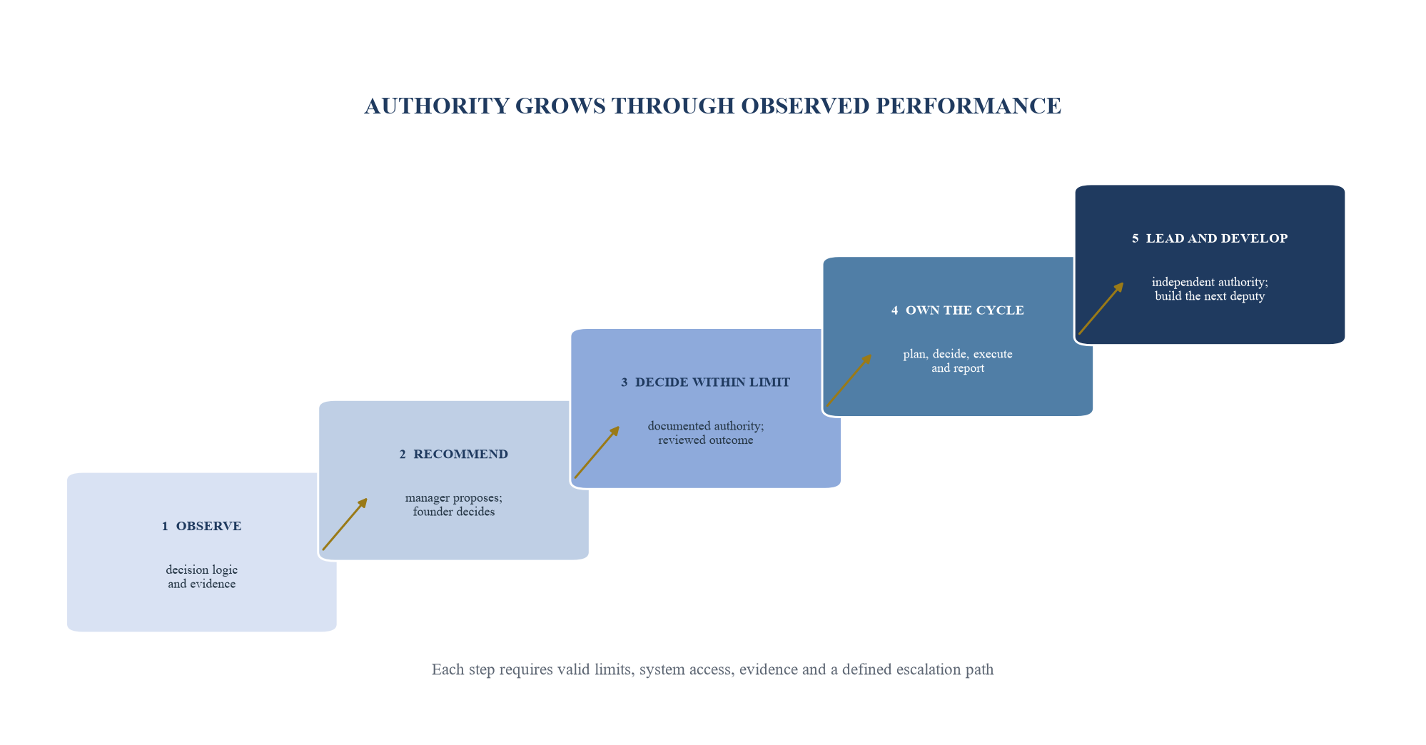 Figure 3. The delegation ladder from observation to independent authority