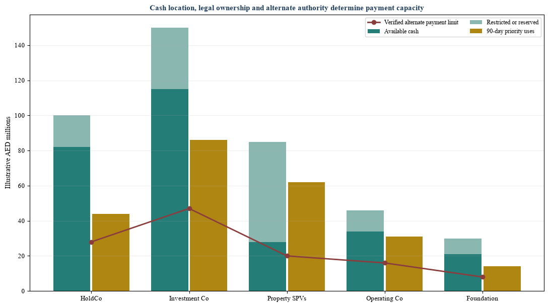 Figure 4. Entity-aware liquidity ladder during a key-person disruption