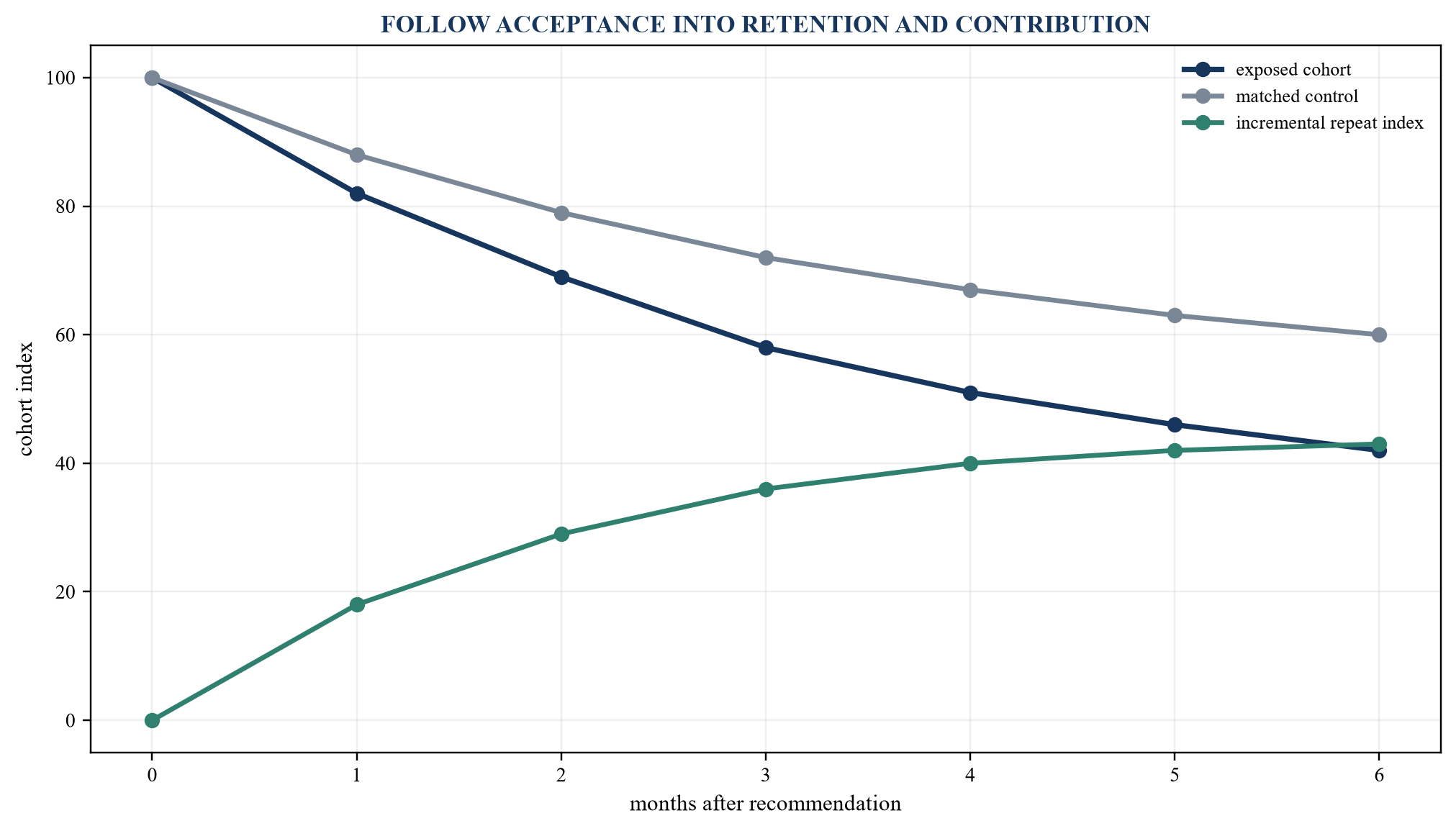 Figure 3. Illustrative cross-sell cohort conversion and retention