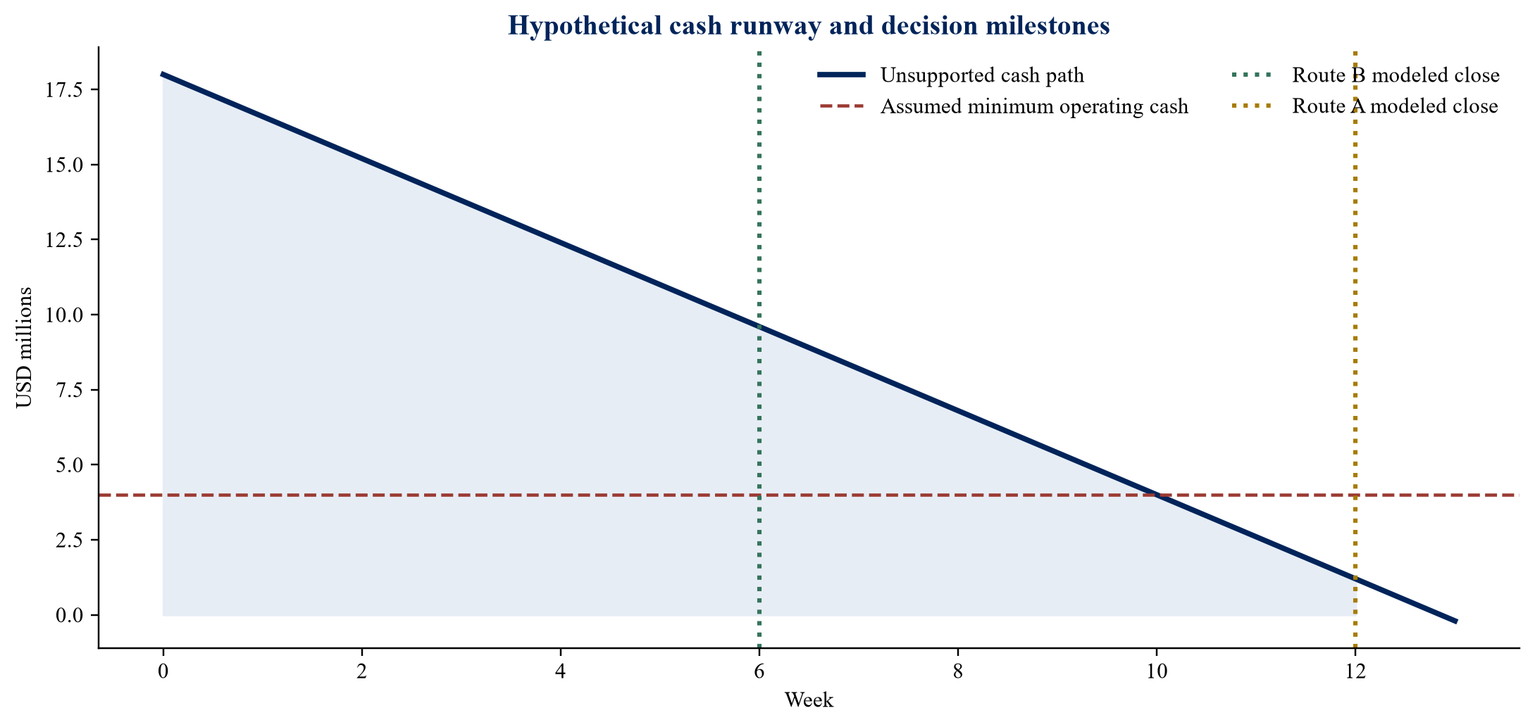 Figure 3. Hypothetical cash runway and route milestones
