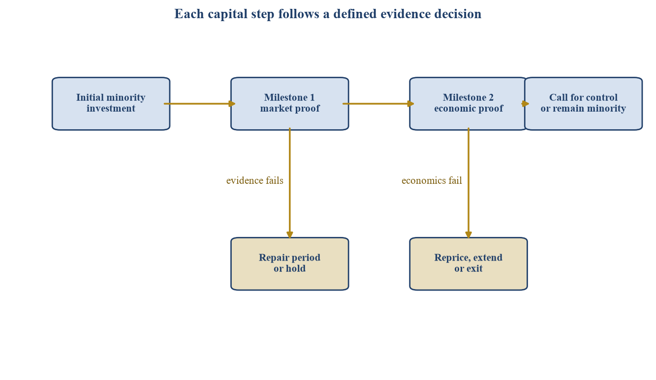 Figure 2. Proposed milestone and option decision tree
