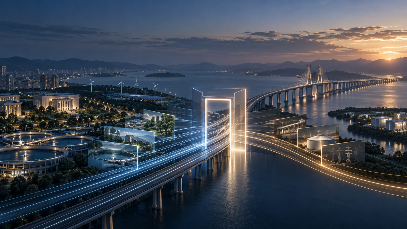 Publieke infrastructuur en private kapitaaltrajecten komen samen via een lichtgevende architectonische poort voor financierbaarheid voorafgaand aan de aanbesteding.