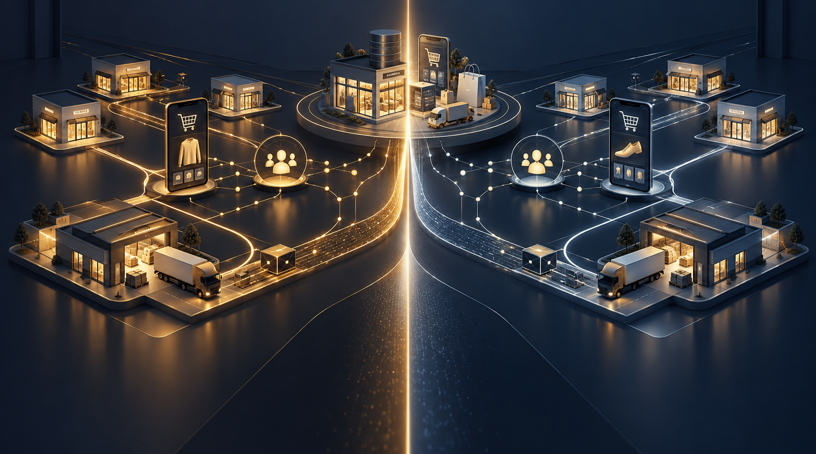 Two viable retail businesses separated through controlled customer, data, inventory, technology and fulfilment boundaries.
