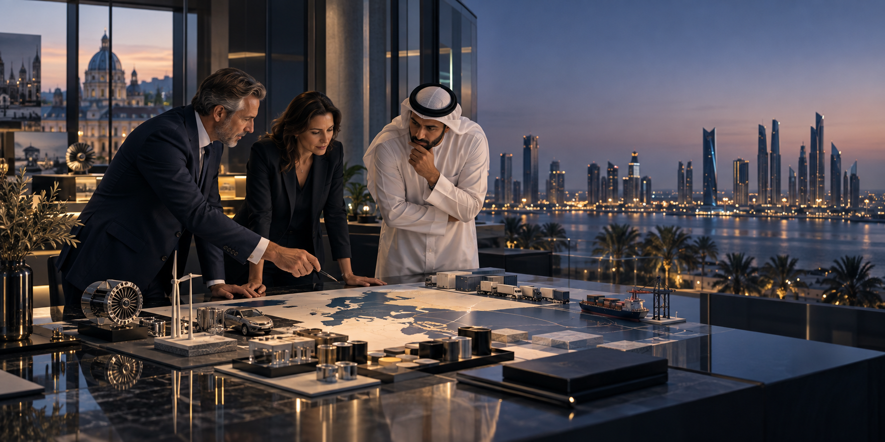 متخصصون في الاستحواذ الأوروبي والخليجي يقومون بمراجعة المنتجات الهندسية وطرق السوق ونقل القدرات واقتصاديات الصفقات.