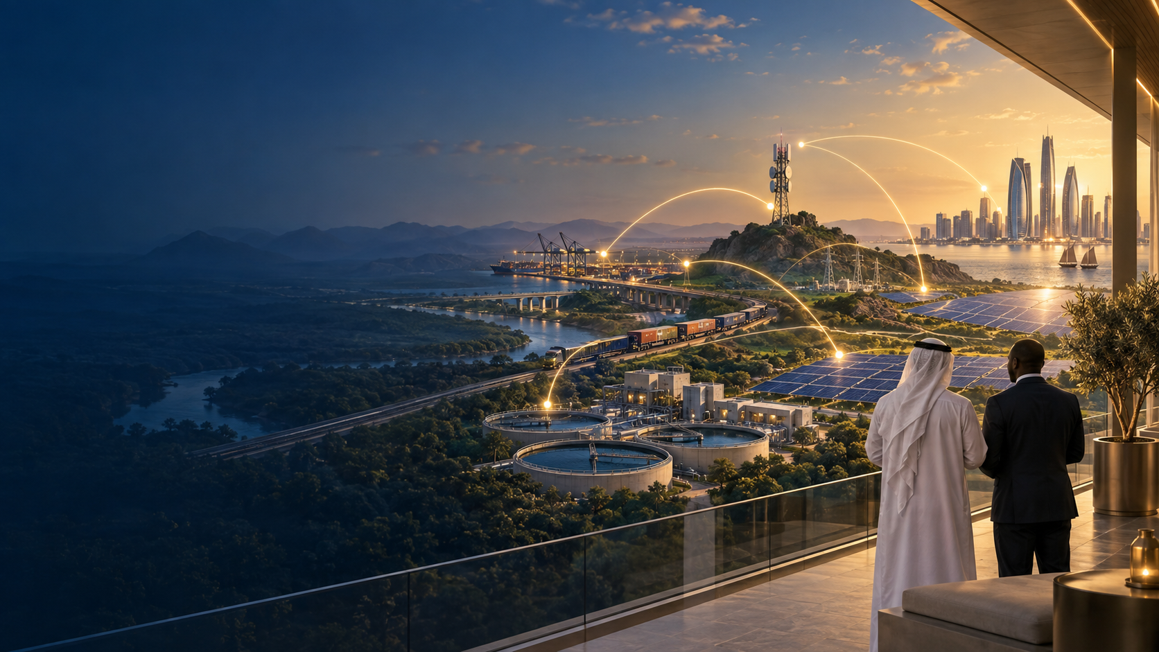 مستثمرو البنية التحتية الأفارقة والخليجيون يراجعون مجموعة من أصول الطاقة والخدمات اللوجستية والرقمية والمرافق العامة.