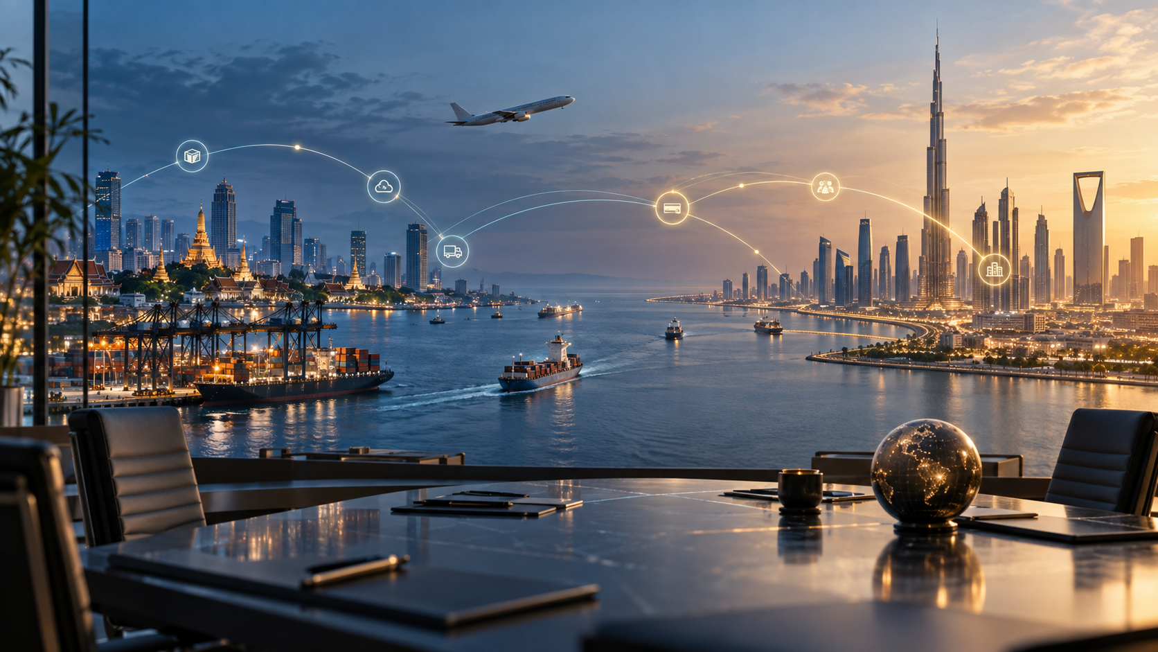 ويرتبط النظام البيئي الرقمي واللوجستي في جنوب شرق آسيا بمناطق الأعمال في الخليج من خلال البيانات المجردة ومسارات الدفع والتوزيع.