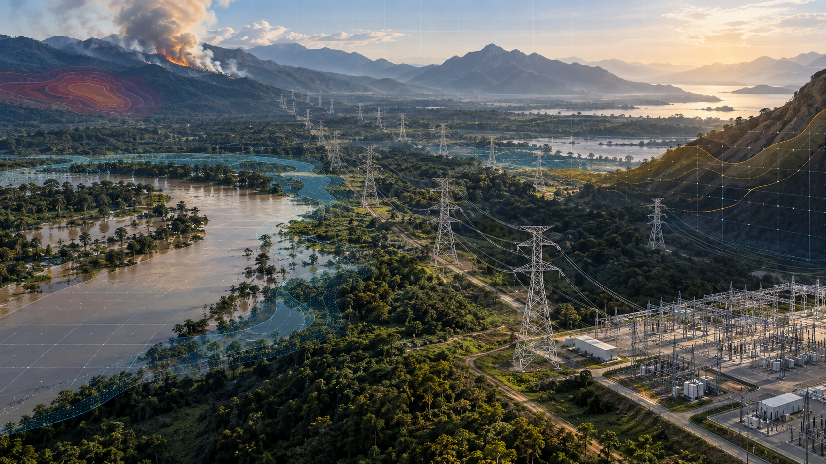 La diligencia climática y crediticia conecta un corredor de transmisión latinoamericano, incendios forestales, inundaciones y exposición al calor, inversiones en resiliencia y deuda de proyectos a largo plazo.