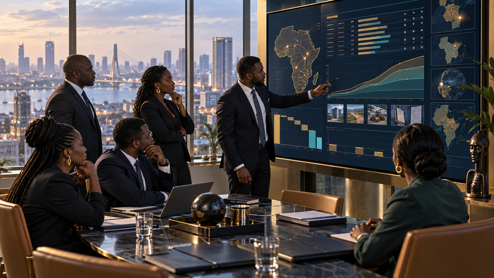 African bank restructuring, collections and investment teams review a loan tape, recovery curves, collateral evidence and portfolio price.
