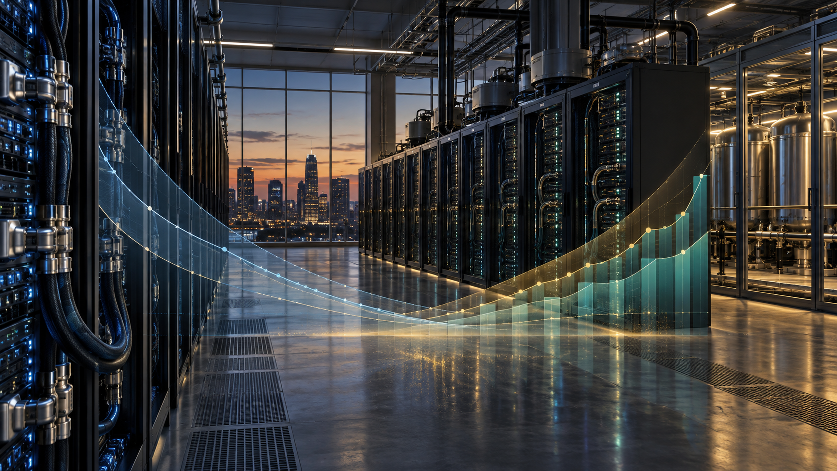 Investors test how lower compute costs transmit through contracts, utilisation, density, power and expansion capital.