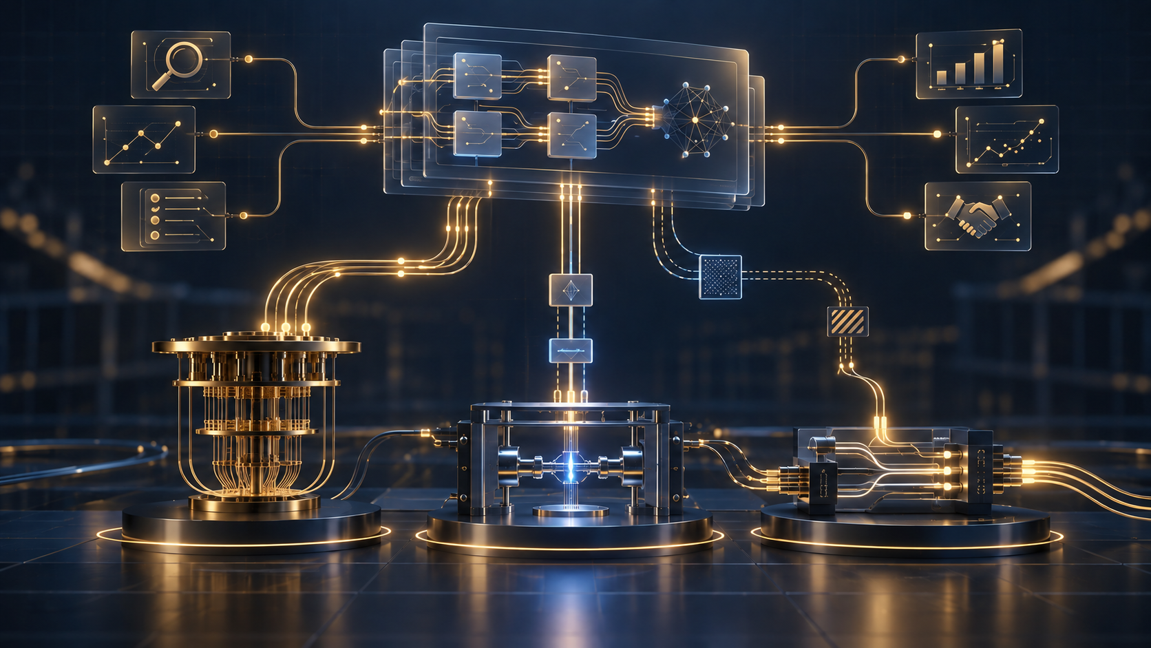 A portable quantum software layer connects evidence checkpoints across three distinct hardware architectures and transaction integration paths.