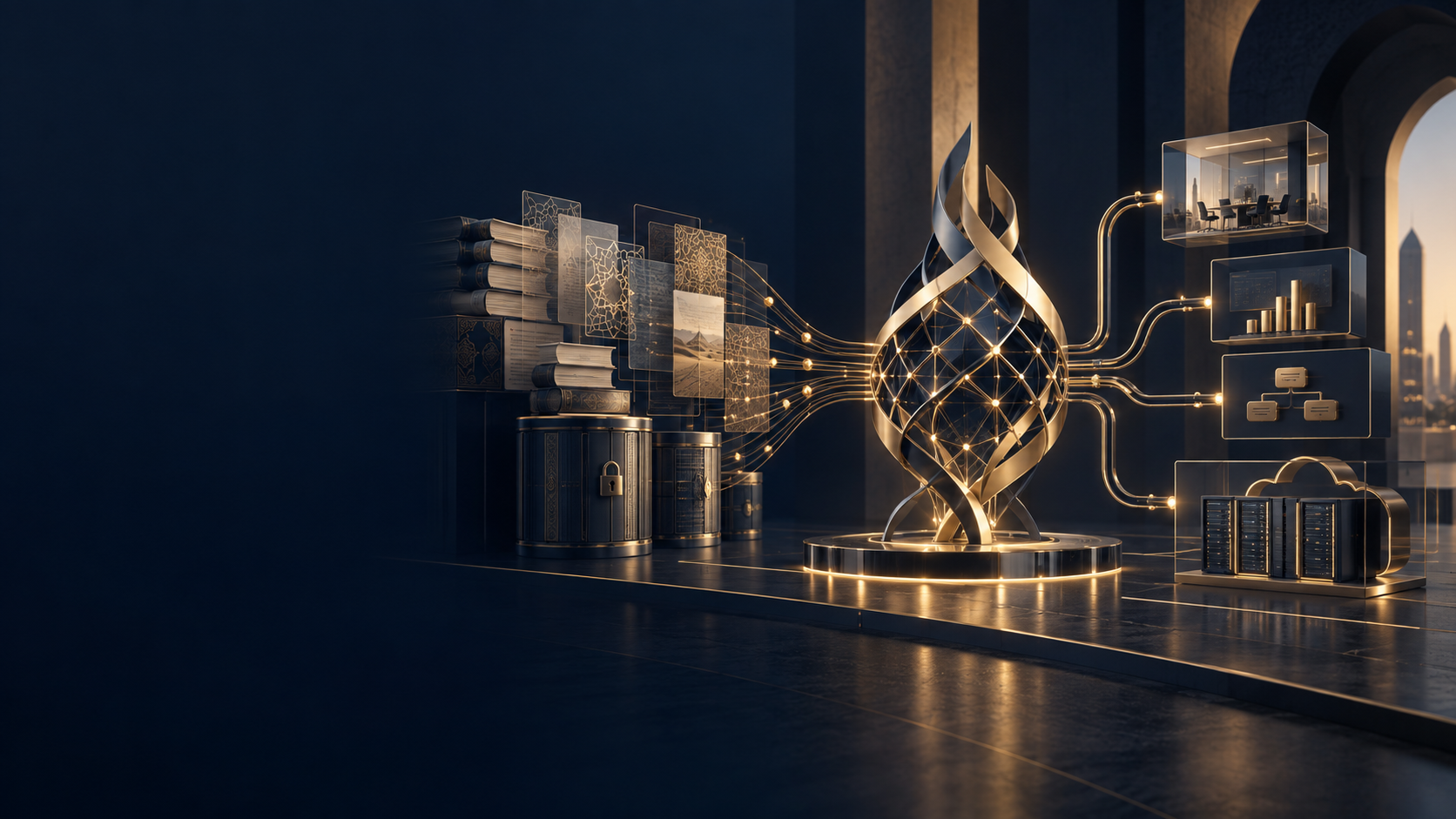 ترتبط أرشيفات المجموعة العربية من خلال نواة الذكاء اللغوي الآمن بسير عمل المؤسسة والبنية التحتية السيادية.