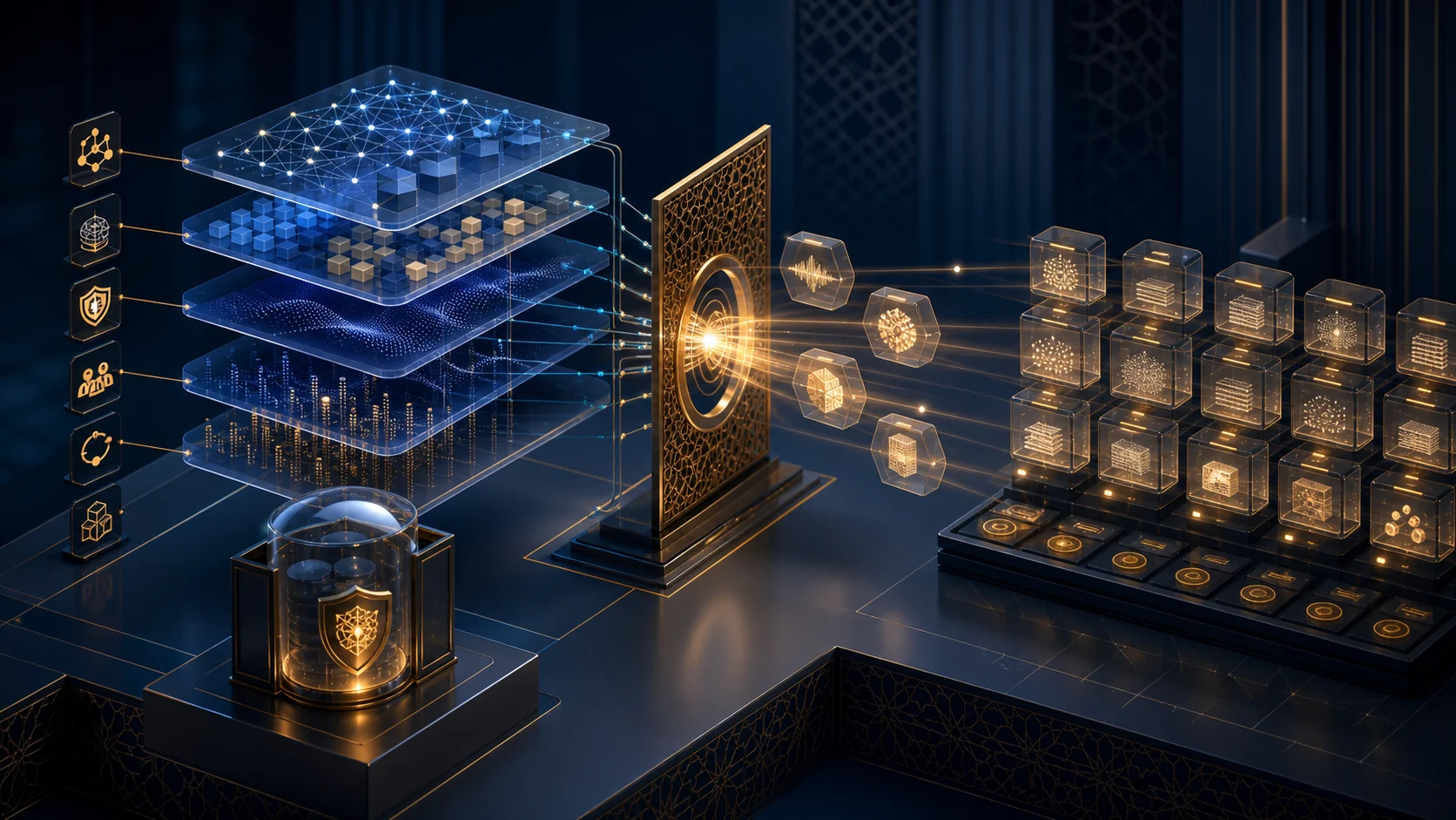 AI application layers passing through an investor evidence and underwriting gate