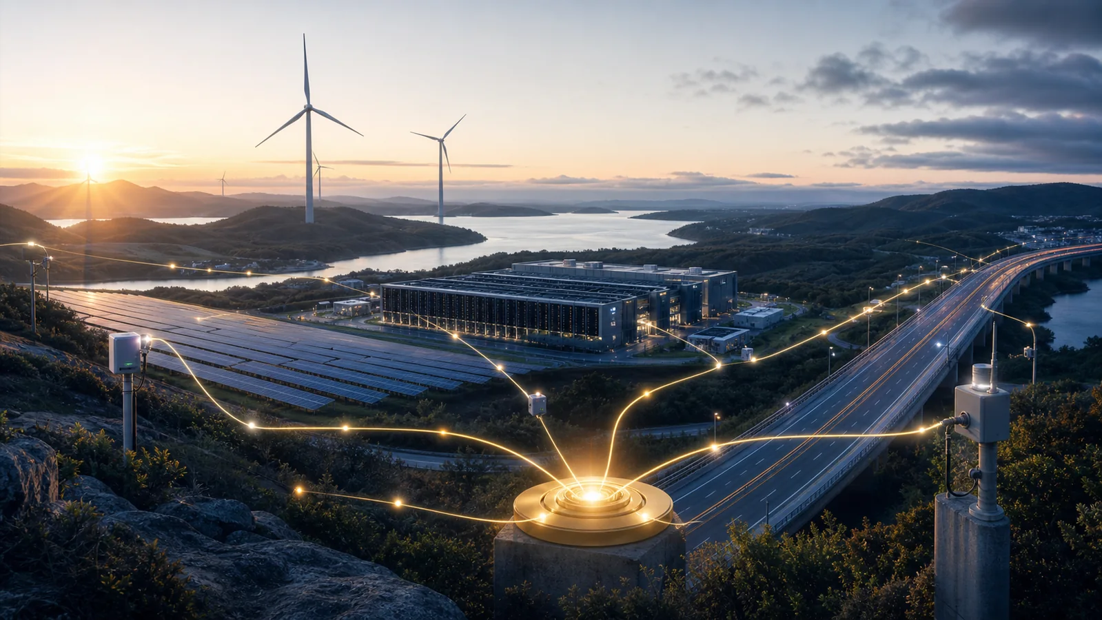 Infrastructure sensors and asset systems feed a single controlled assurance node
