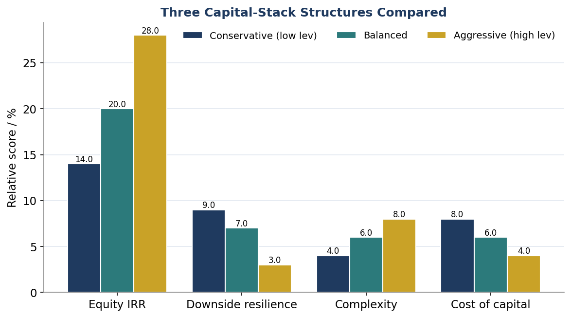 Figure 8. Three Capital-Stack Structures Compared